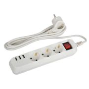 Удлинитель 3х1.5м с заземл. +3xUSBA 10А с выкл. U-3es-1.5m-USB Эра Б0052900