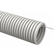 Труба гофрированная ПВХ d25мм с протяжкой сер. (уп.25м) TOKOV ELECTRIC TKE-TG/P-25-C06/25
